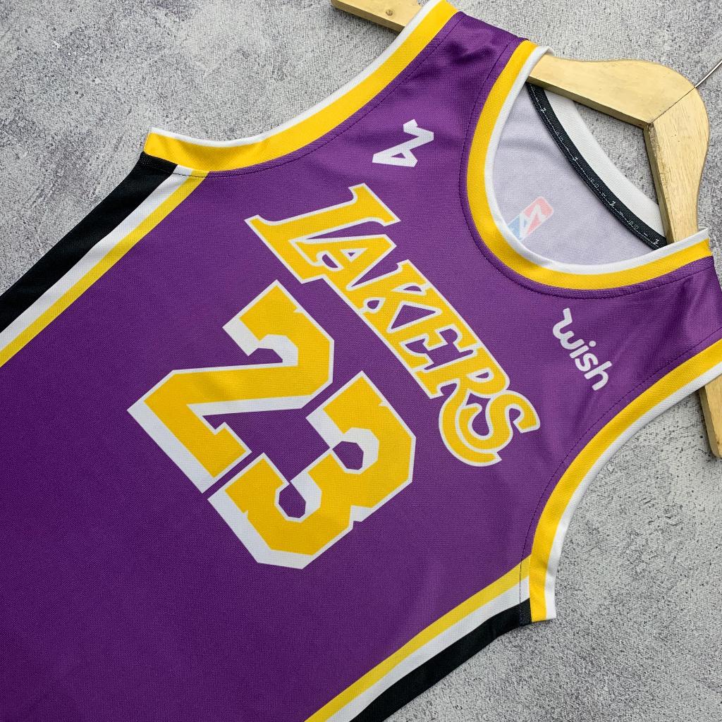 Jersey Basket Lebron James Lakers #23 UNGU Purple - Swingman Kaos Baju Atasan
