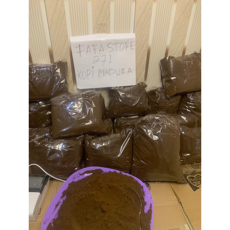 

Kopi bubuk hitam Robusta 1kg-kopi bubuk hitam1kg-kopi bubu khas Madura-asli