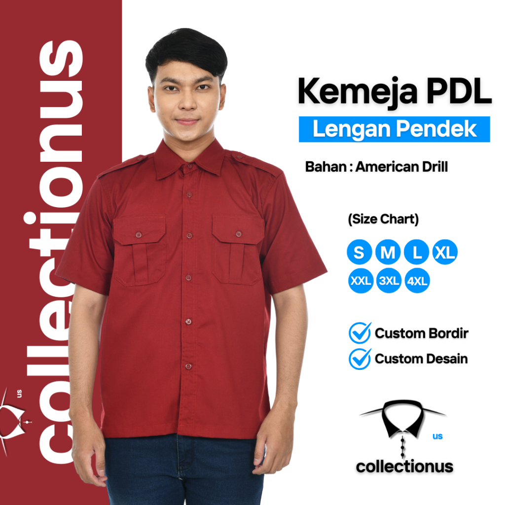 Baju Kemeja PDL Lengan Pendek Seragam Kerja Dinas Lapangan Outdoor Komunitas Custom Sekolah Kuliah K