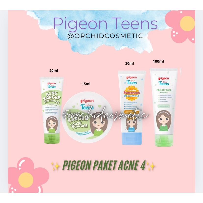 Pigeon Teens Paket /Pigeon Skincare Kulit Remaja Acne Brightening Glowing Face /Pigeon Skincare