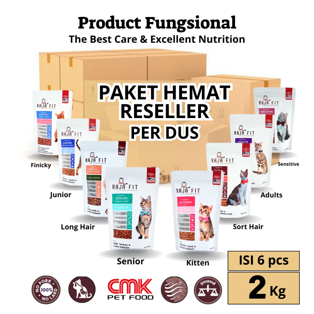 CMK Makanan Kucing Raja Fit 2kg Paket Hemat Reseller Per Dus isi 6 pcs