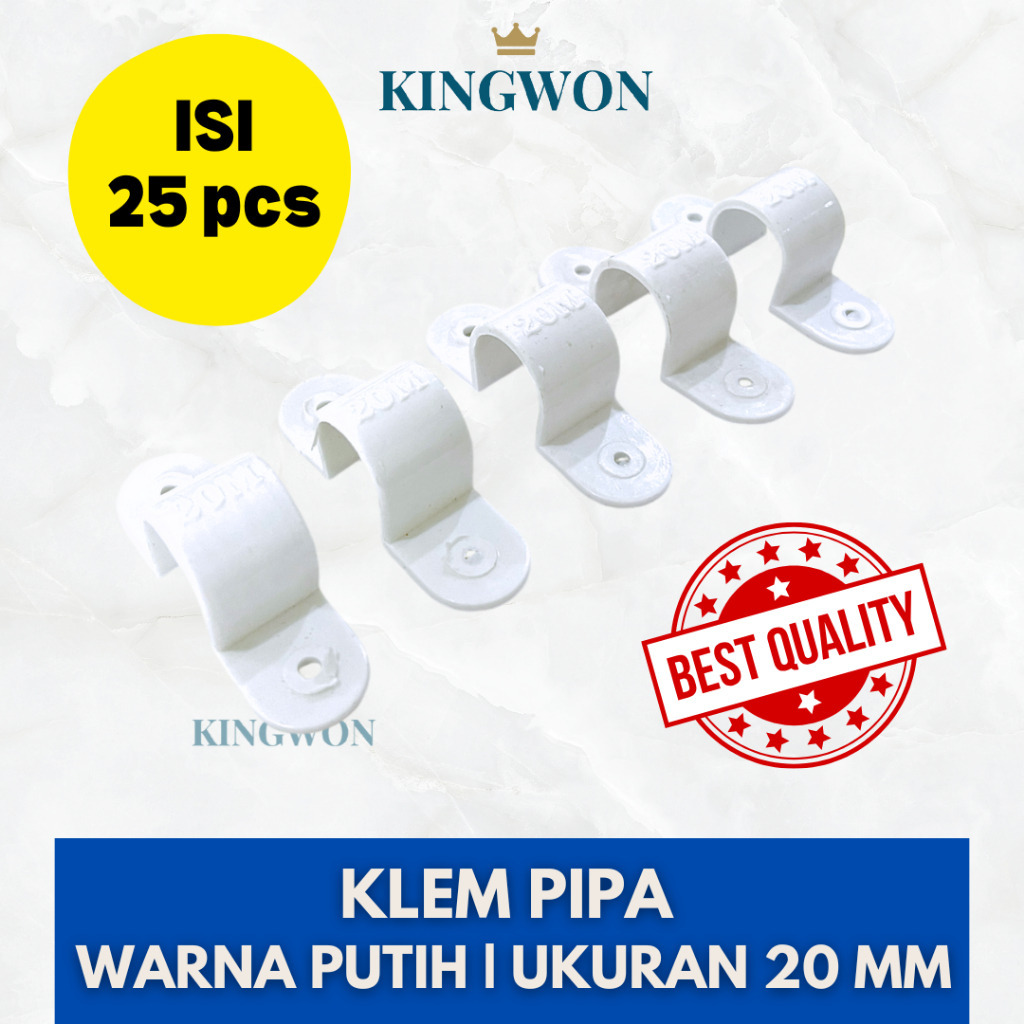 KLEM PIPA CLAMP PIPA PVC 20 MM CONDUIT LISTRIK OMEGA PUTIH Klem Conduit Klem Pipa Listrik DEXICON