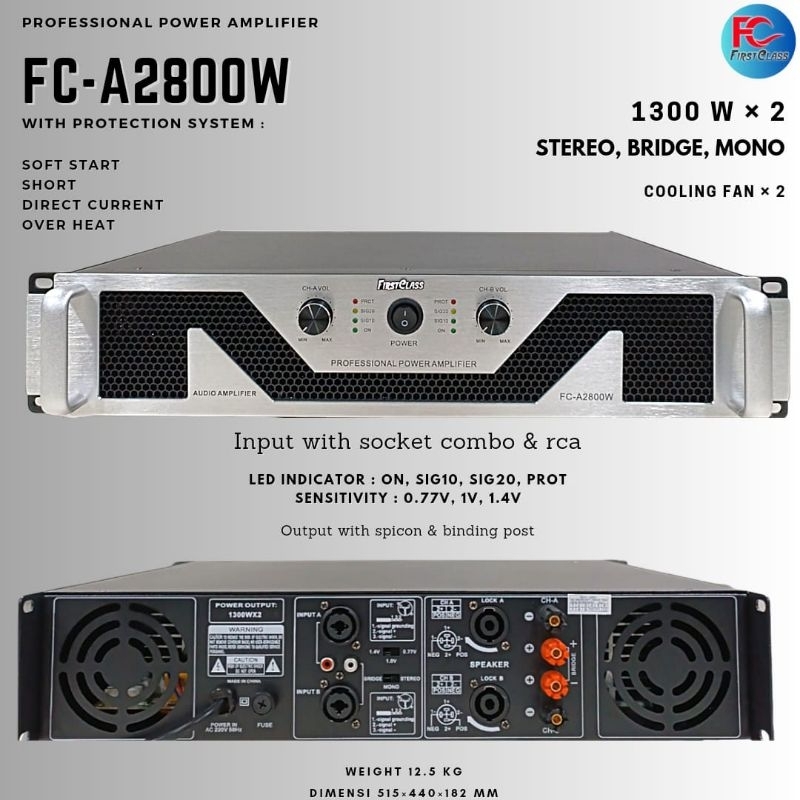 Power Amplifier Firstclass FCA 2800 W FC 2800W Power super cocok untuk outdooor ORIGINAL FIRSTCLASS