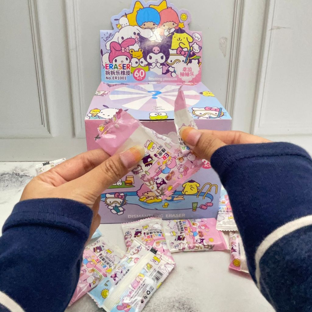 

PENGHAPUS MISTERI SANRIO GEPENG pengahapus pensil penghapus eraser perlengkapan atk sekolah COD