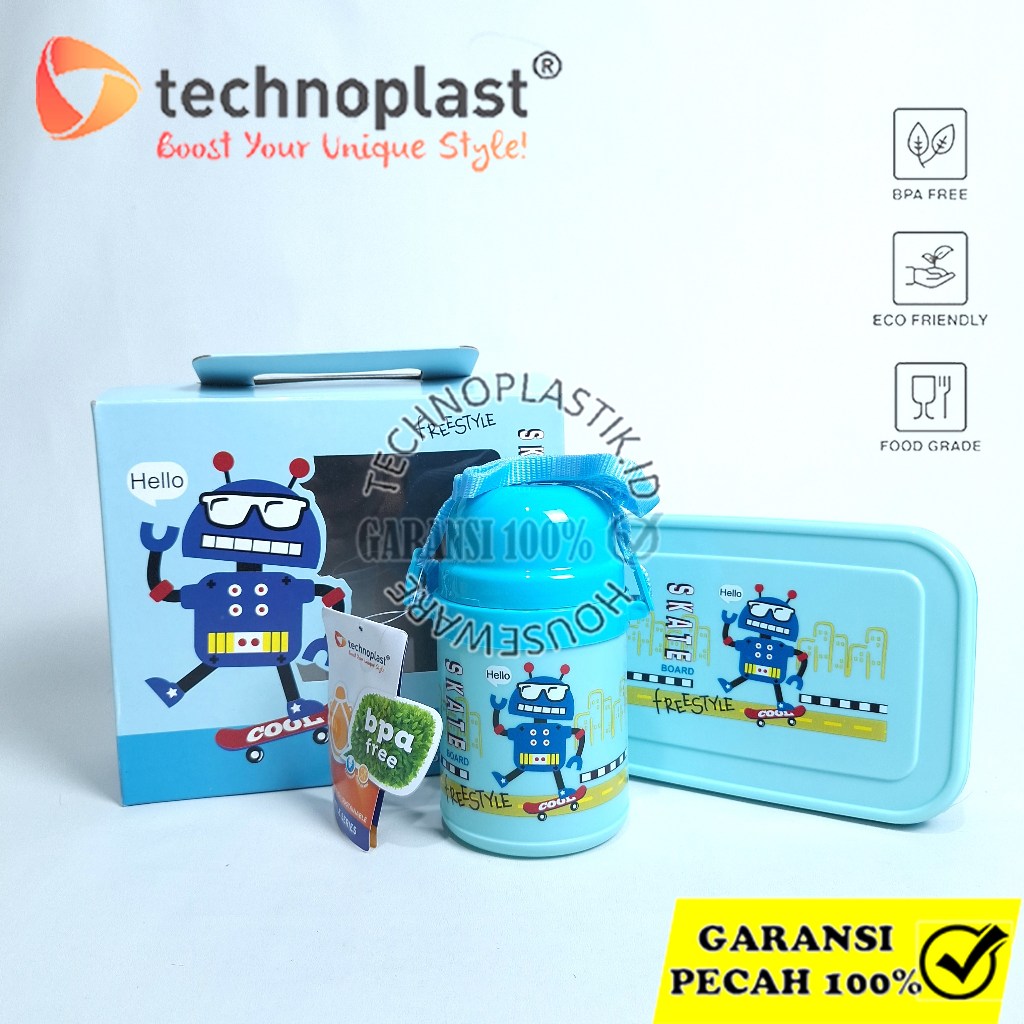 TECHNOPLAST Paket Gift Set School Robot Circus Lunch Box & Botol Air