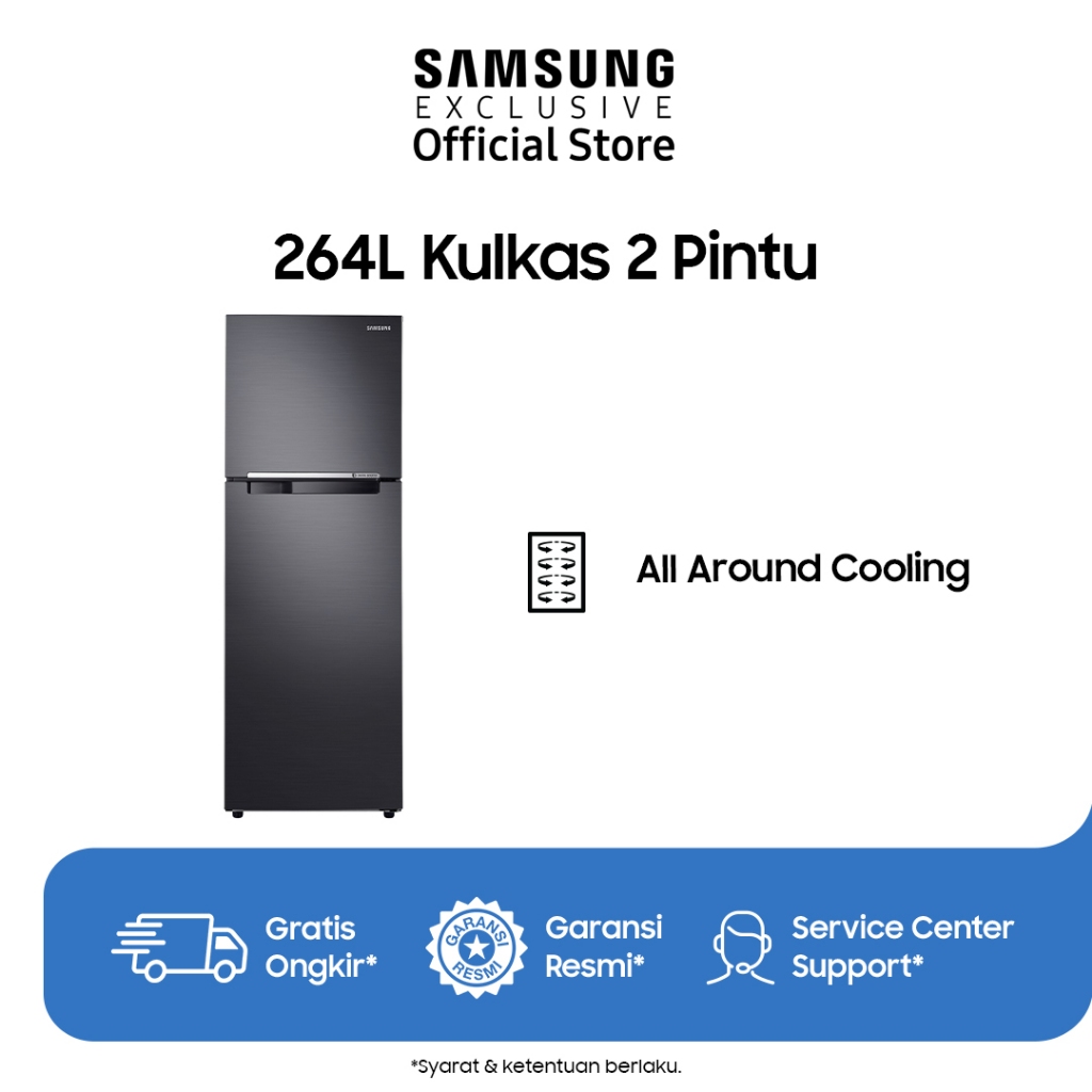 Samsung Kulkas 2 Pintu 255L | Digital Inverter Compression | Deodorizing Filter | RT25FARBDB1/SE