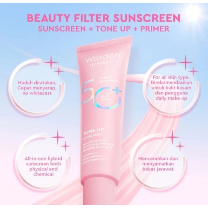 WARDAH UV SHIELD TONE UP SUNSCREEN 30ML / SUNSCREEN WARDAH TONE UP