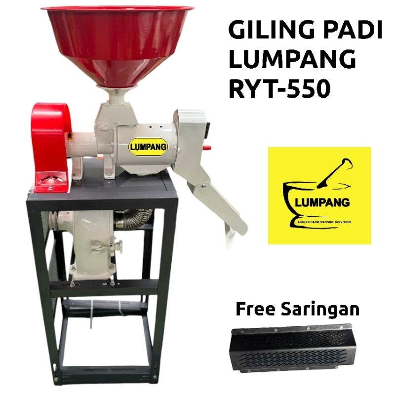 Mesin Giling Padi Jadi Beras Lumpang RYT 550 Penepung Biji Kopi Jagung Lumpang RYT-550 Engine 7HP