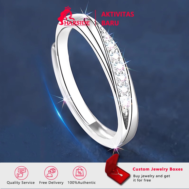Silver Cincin Couple Perak Kawin Couple Nikah Hadiah Pernikahan Adjustable Zirkon Aksesoris Pria Wan