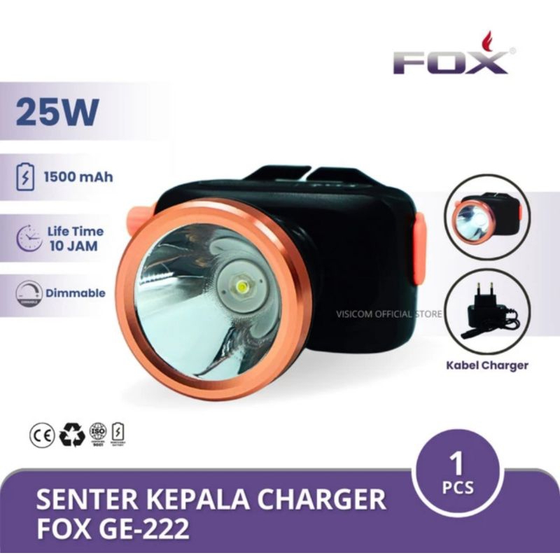 Senter Kepala Fox GE-222 / Senter Kepala Fox / Senter Kepala Fox Charger