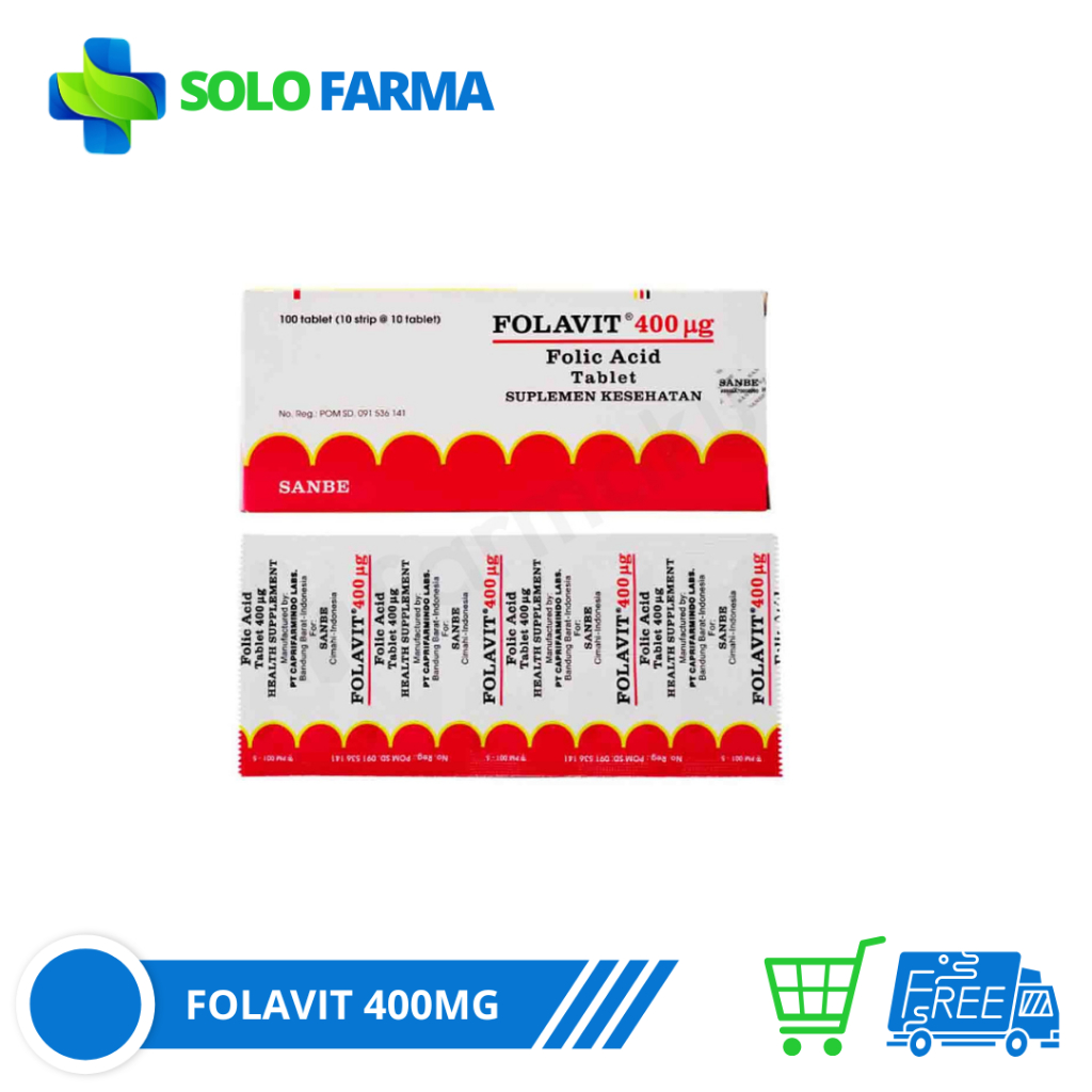 FOLAVIT 400MG 1 STRIP 10 TABLET ( Folic Acid 400 mcg )