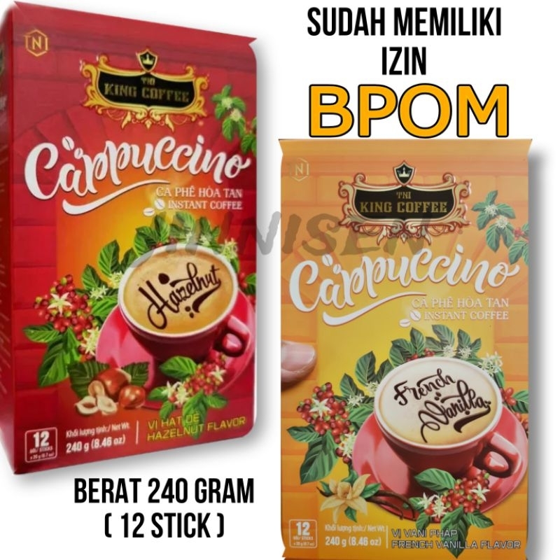 

Kopi Vietnam King Coffee Capucino Haizelnut Dan Vanila 240gr(12 stick)Kopi Premium