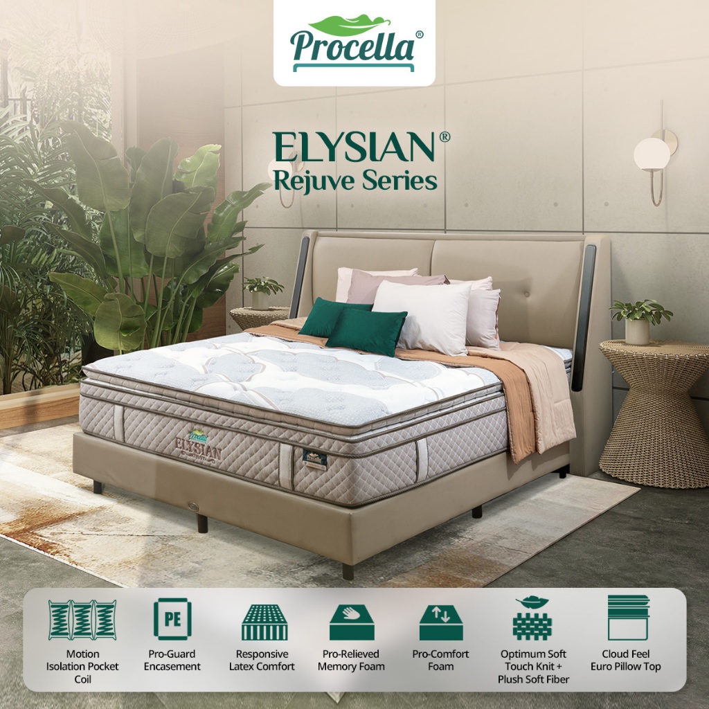 Kasur Latex Lateks Memory Foam Elysian Procella Olympic Pocket Springbed Pillowtop Plushtop 100x200 