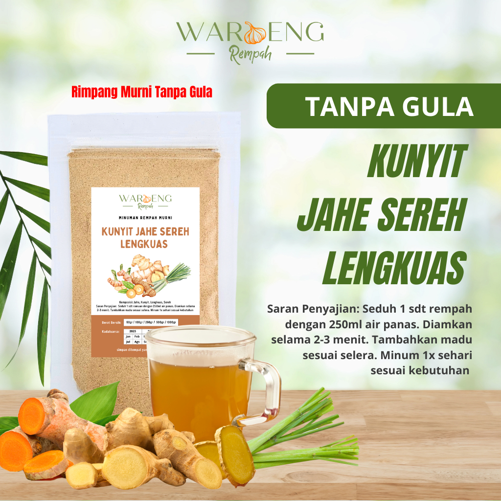 

Tanpa Gula - Jahe Kunyit Sereh Lengkuas / Wedang / Waroeng Rempah Murah