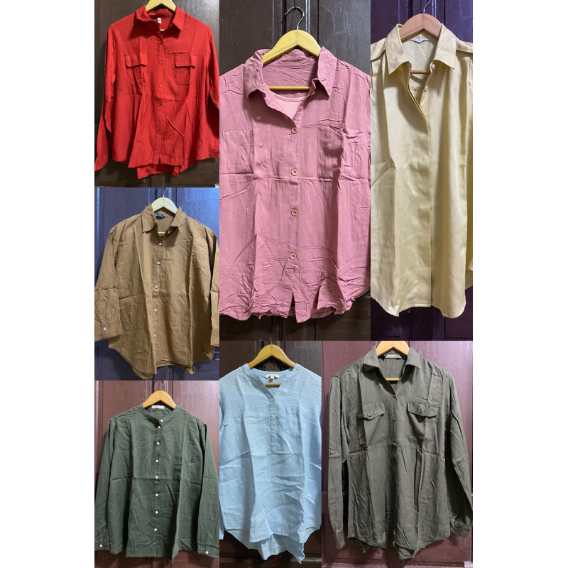 kemeja polos cewek lengan panjang / PL