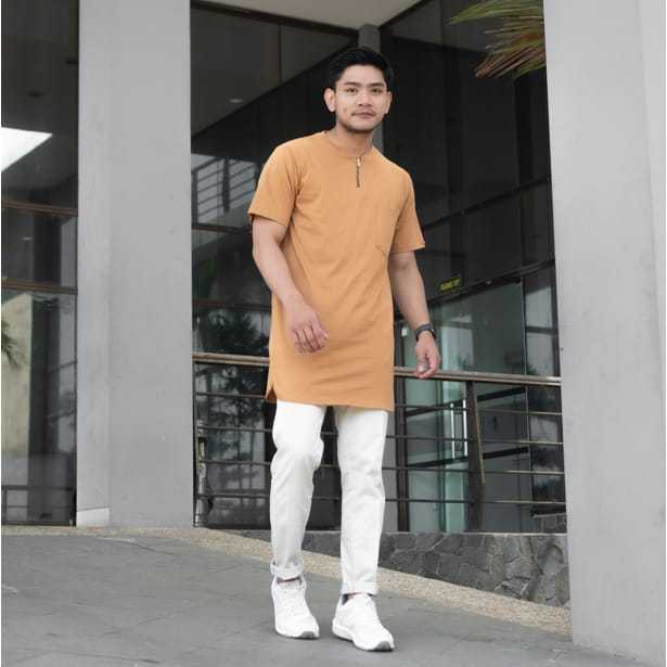 Original Kaos Ahad Islami Kaos Gamis Zipper - Kaos Kurta - Kurta Pria - Kurta Lengan Pendek