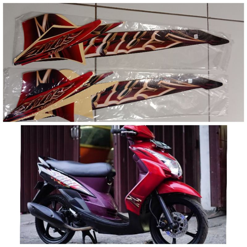 Stiker striping mio soul 2010 merah lis bodi mio soul 2010 merah