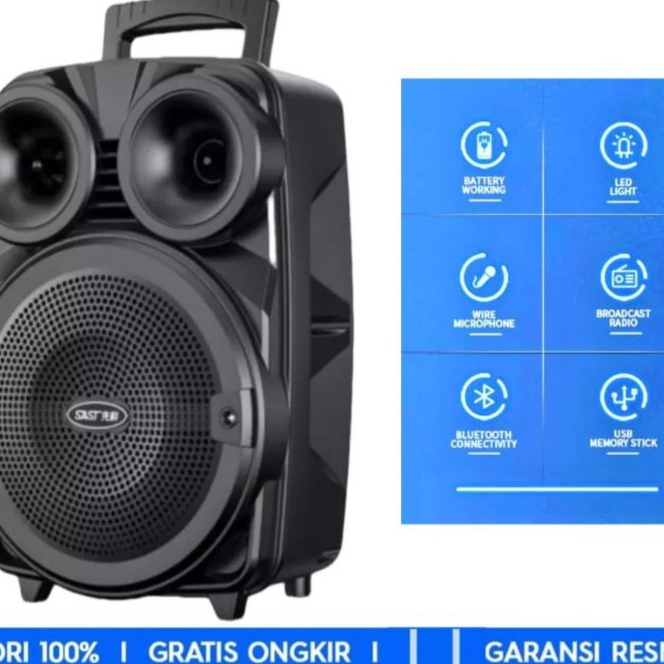 Terkini Speaker Bluetooth Karaoke Free Mic 65inch Fleco F3381 Salon Aktif Poble Radio Fm Mp3 Bass Sp