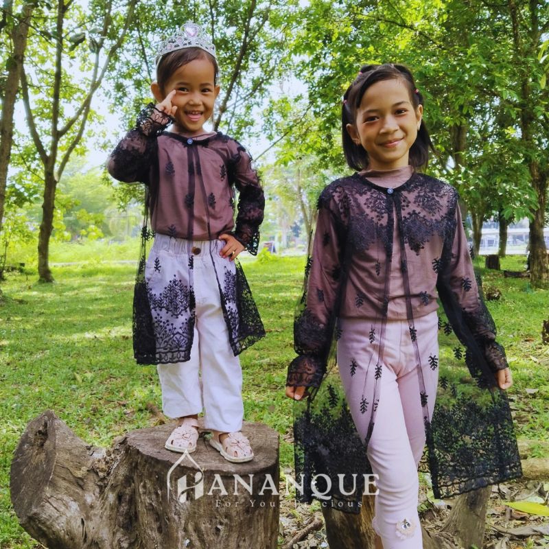 Hananque Outer Brukat Anak Usia 1-13 Tahun Outer Kondangan Brukat Wisuda Brukat Anak Mewah Luaran Ga