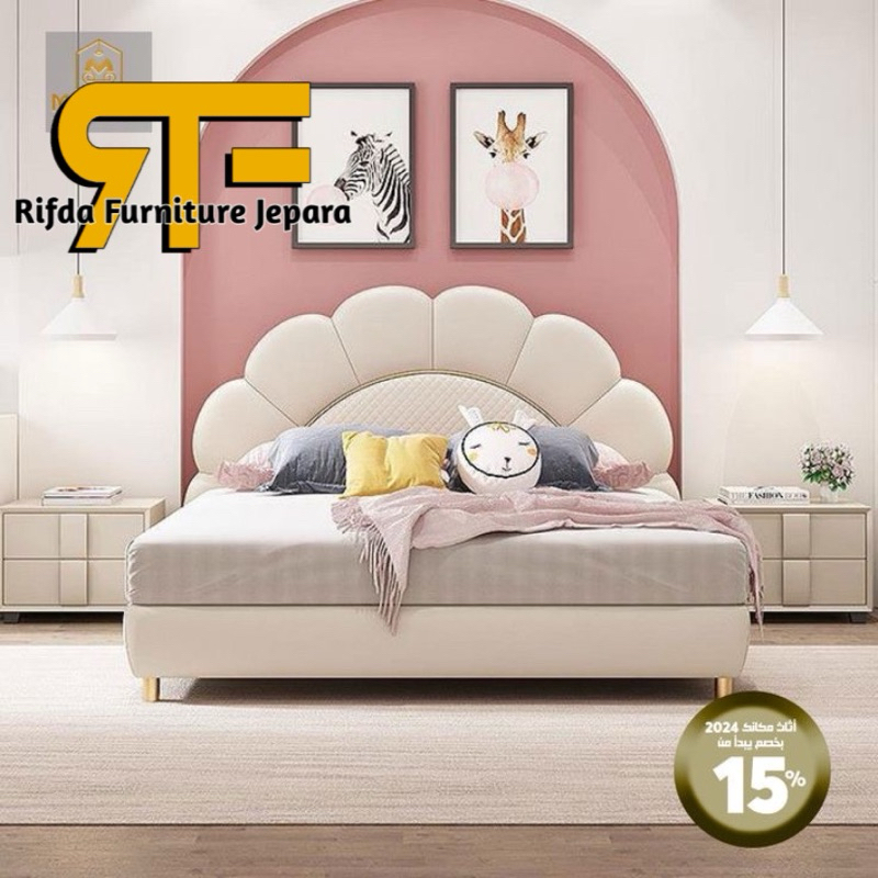 Dipan Tempat Tidur Minimalis Jok Bunga kaki Stainless ( Dipan Jok Bunga / Dipan Anak / Divan minimal