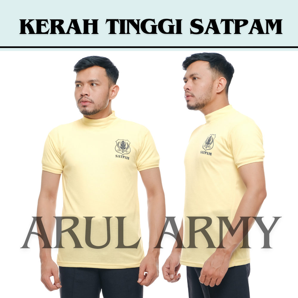COD Baju Kaos Satpam Security Krem Cream Kerah Tinggi Terbaru Kaos Dalaman Seragam Satpam Security k