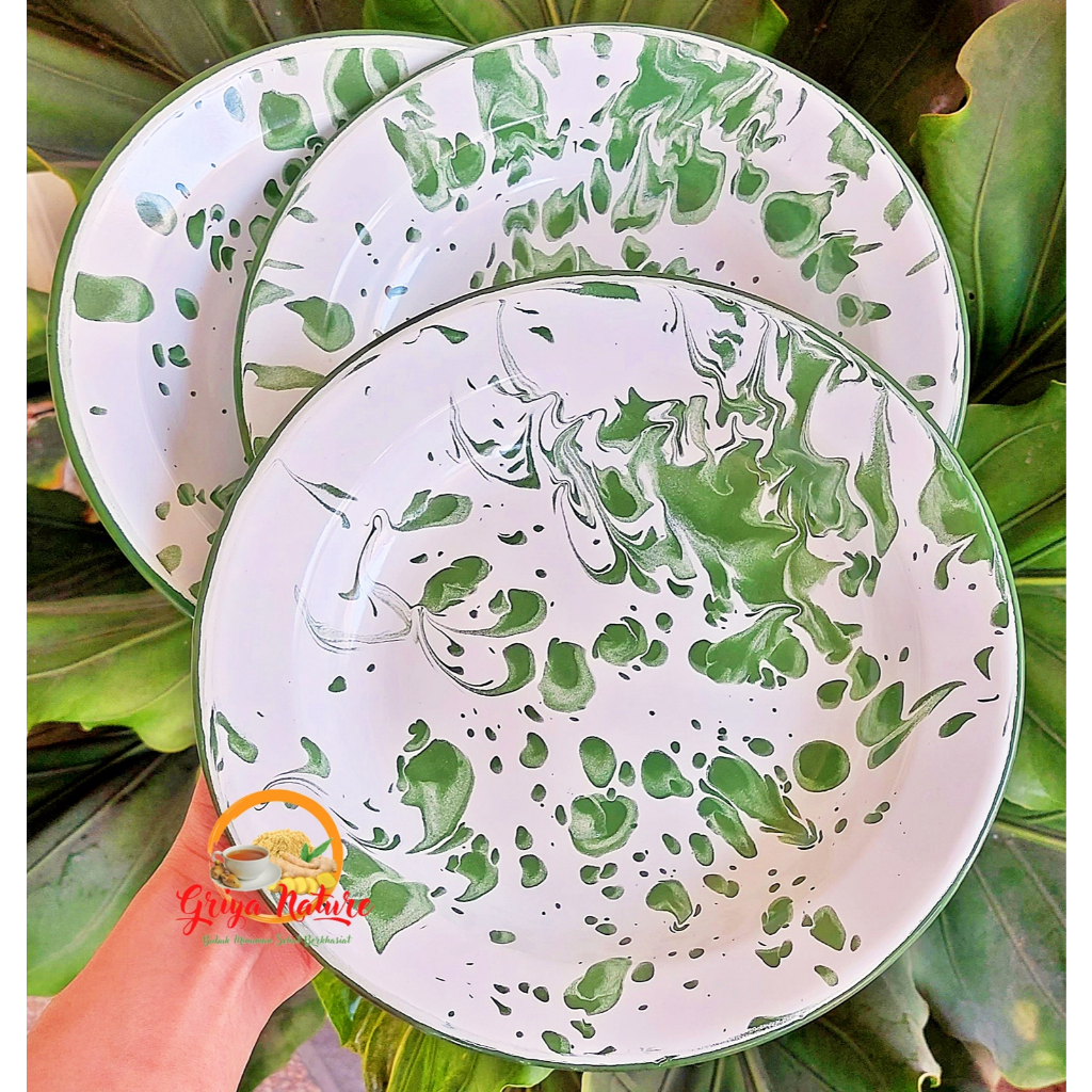 GRIYA NATURE [COD] Piring Blirik 20 - 22cm | Pisin | Piring Enamel Tebal | Piring Makan Jadul Piring