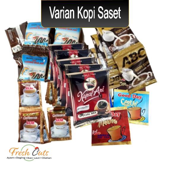 

Varian Kopi Saset / Sachet Kopi Kapal Api + Gula, Kopi Susu ABC, Kopi Liong Saset DLL