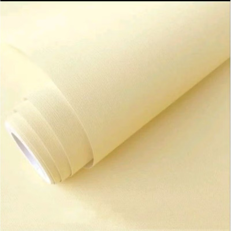 WALLPAPER STICKER DINDING MINIMALIS PVC POLOS KREM NEW