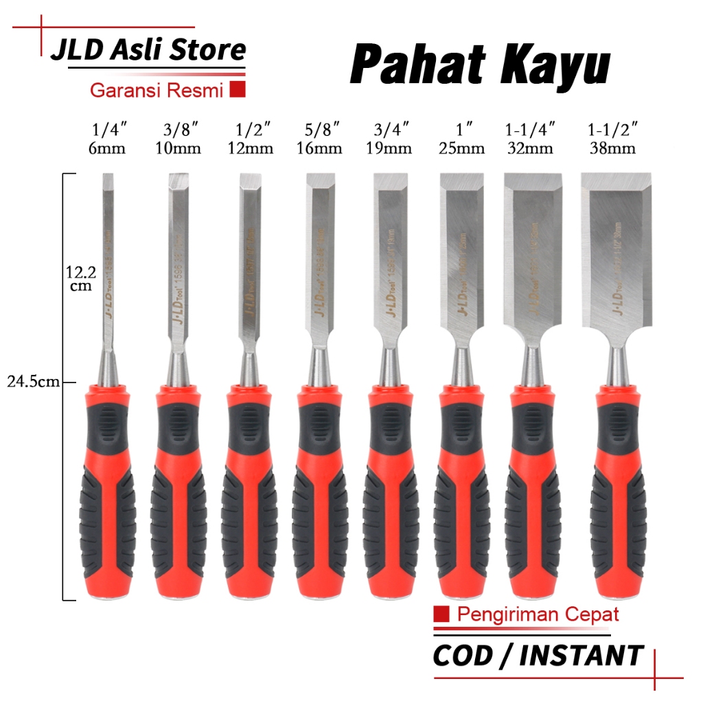 JLD Pahat Kayu Gagang Karet Super Tajam Alat Ukir Kayu Woodworking Chisel