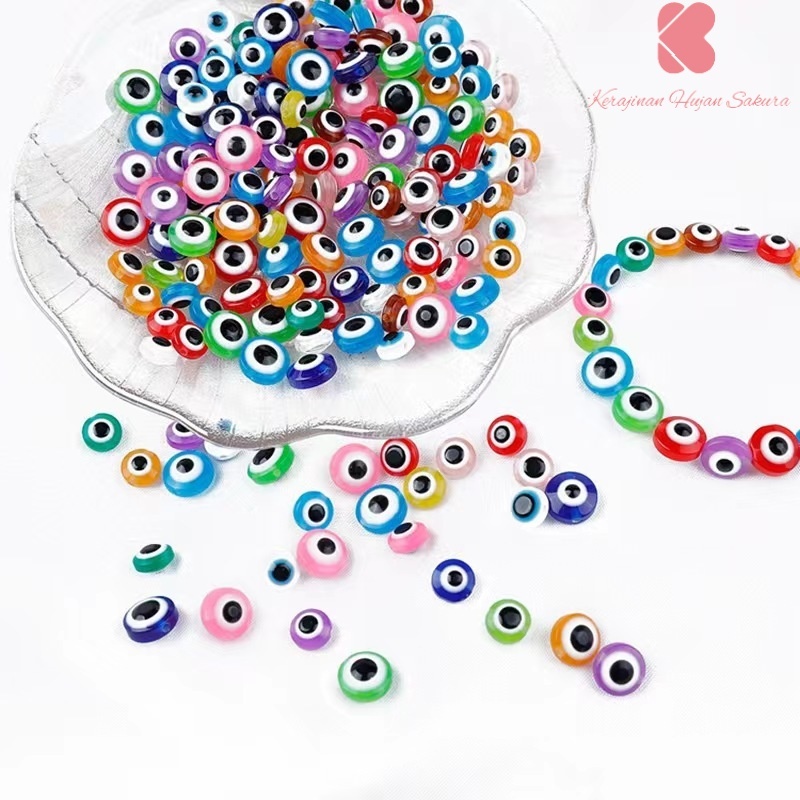 ⚡COD⚡30PCS MANIK MOTE RESIN DEVIL EYE BAHAN KERAJINAN TANGAN DIY CANTIK BERKUALITAS Manik Mata Devil