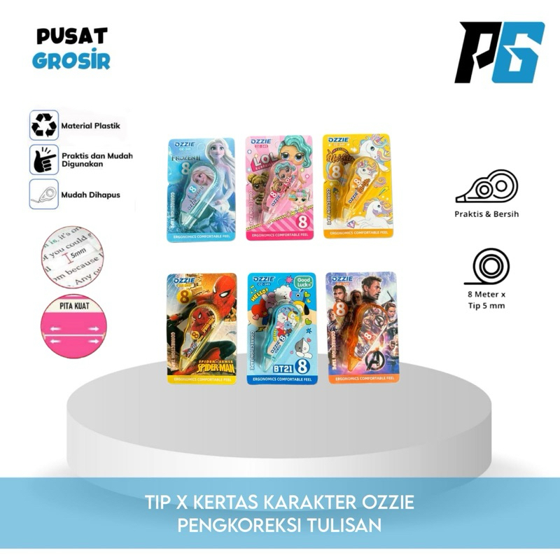 

Tipe X Mini Correction Stipo Size 8 pita Roll Kertas Tape Ozzie