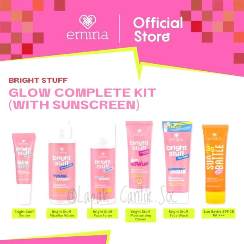 Emina Bright Stuff Lengkap Mencerahkan Isi 6 produk