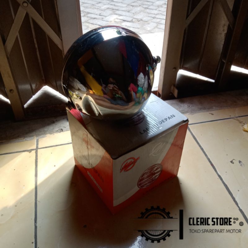 LAMPU HEADLAMP DEPAN MOTOR CLASIC CUSTOM CHROME REFLEKTOR TRALIS BULAT BESI STAINLESS 6,5inch