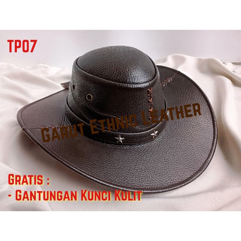 Topi Kulit Cowboy/Laken Pria Asli Garut (TP07)