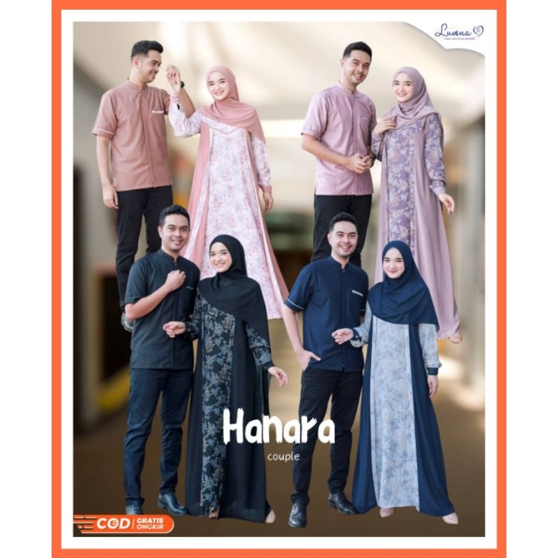 Couple Gamis dan Koko Hanara Couple by Luvena Gamis Polos dan Motif Kemko Katun Toyobo Polos