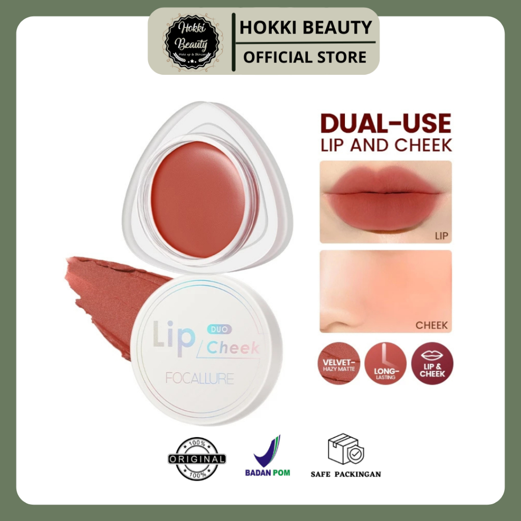 FOCALLURE (FA266) CHEEK DUO  Dual-use Lip Mud Lip clay & Velvet-hazy Matte Blush on-Makeup
