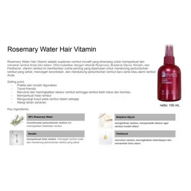 FEVES ROSMERRY WATER 68% RANGKAIAN PERAWATAN RAMBUT HAIR VITAMIN