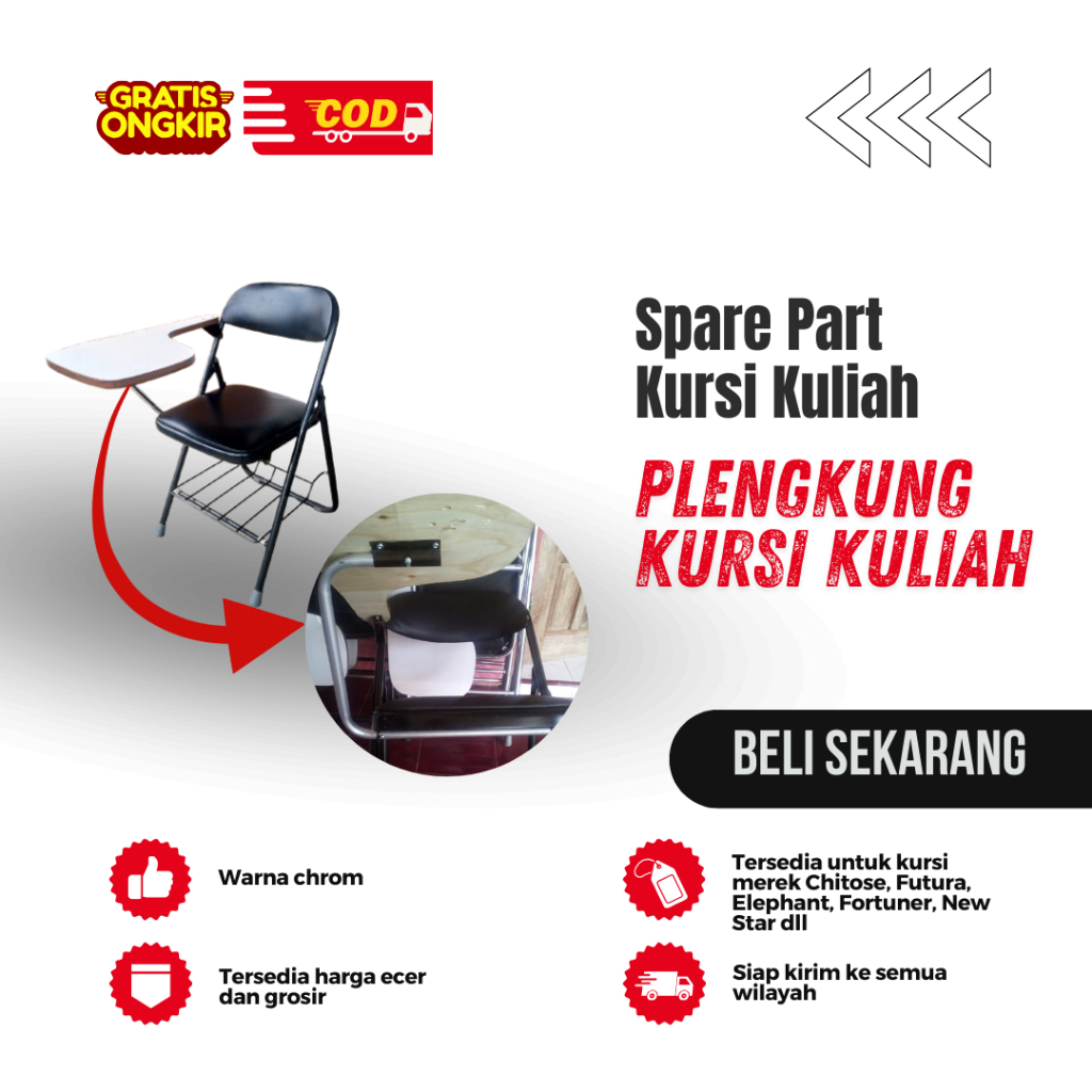 PLENGKUNG penghubung meja dan kursi kuliah - Spare part kursi kuliah lipat
