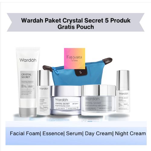 [Free Pouch] Wardah 1 Paket Crystal Secret 5 Produk Untuk Flek Wajah Cerah Glowing Gratis Tas