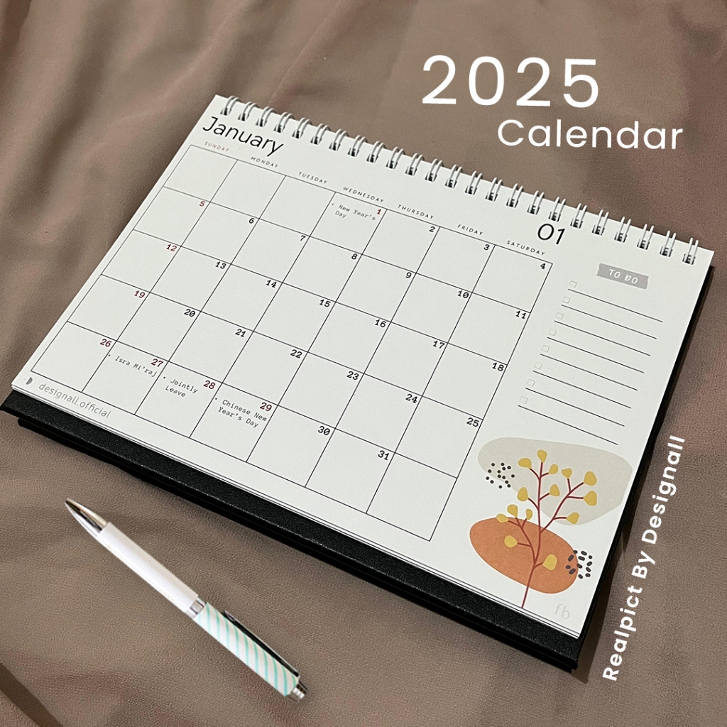 

Designall Kalender 2024 / 2025 Aesthetic Meja / Kalender Duduk Spiral FB