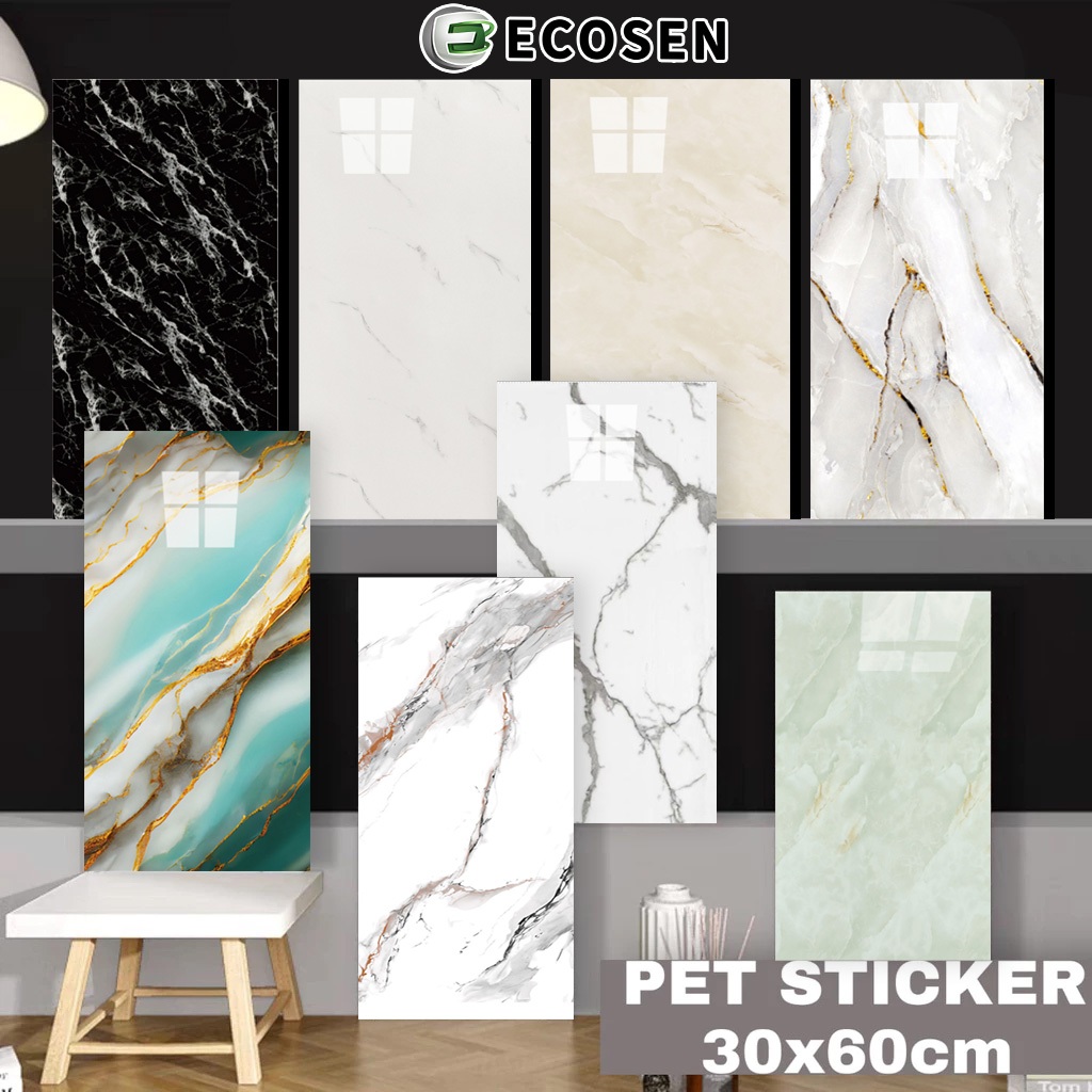 ECOSEN Wallpaper Dinding Vinyl Wallpaper Vinyl Dinding Marmer 30 x 60 cm Vinyl Lantai Stiker Dinding