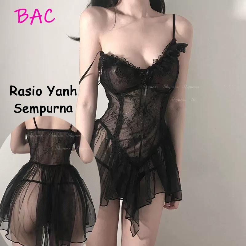Lingerie Cewek Sexy Hot Renda Dress Transparan Suami Hadiah Dress Sexy Baju Tidur Suspender