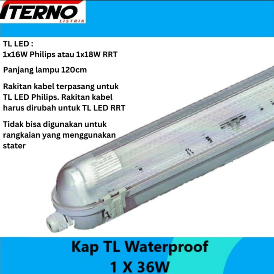 Kap Lampu Waterproof 1x36 1x36W TL LED 1x16W IP65
