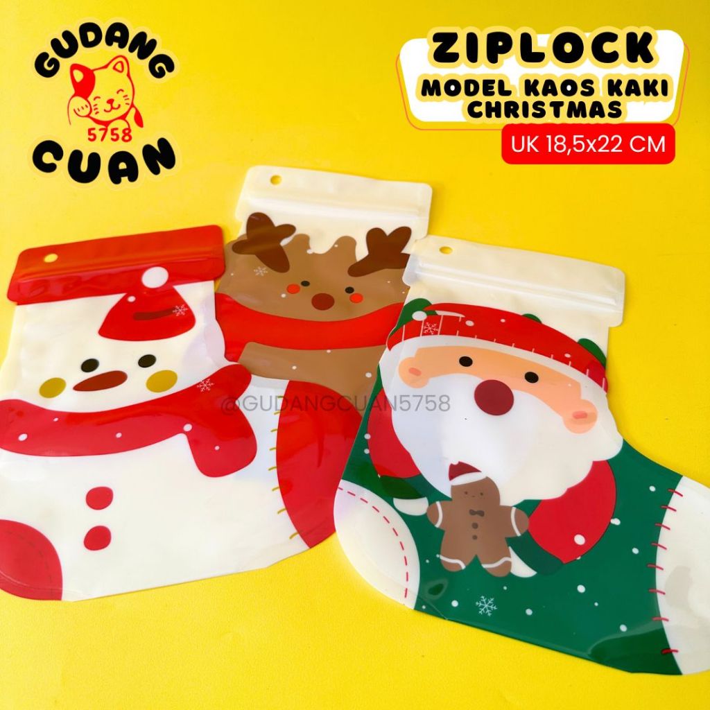 

PLASTIK ZIPLOCK ISI 5 PCS BINGKISAN GOODIE BAG NATAL CHRISTMAS CANDY COOKIES SNACK MODEL KAOS KAKI SOCKS