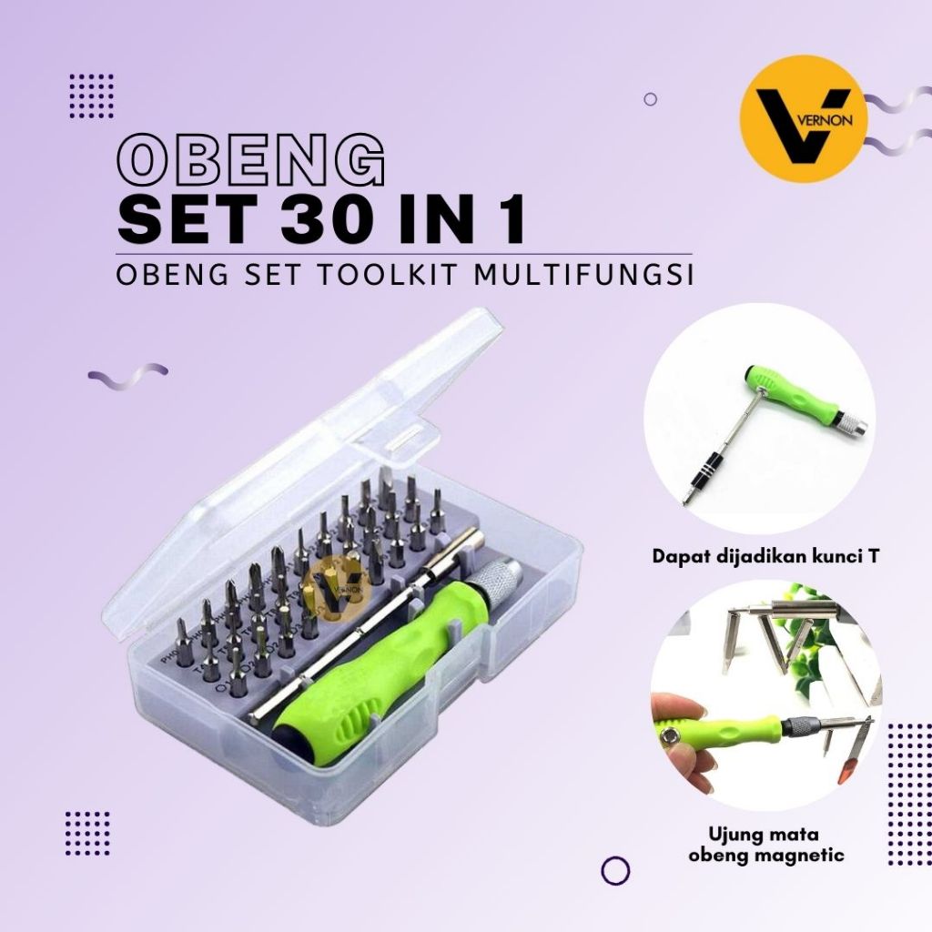Obeng Set 30 in1 Obeng Set Tookit Obeng Magnetic Obeng Reparasi Handphone Laptop Jam