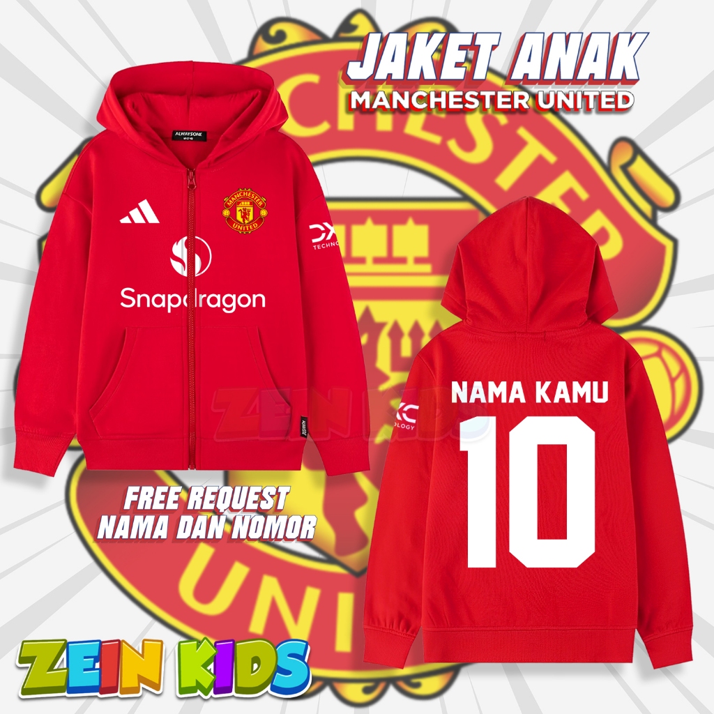 Jaket Hoodie Anak Manchester United / Hoodie Sweater Anak Manchester United / Jaket Bola Anak