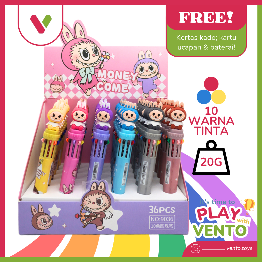 

[VENTO TOYS] PULPEN 10 WARNA PENA MOTIF LABUBU