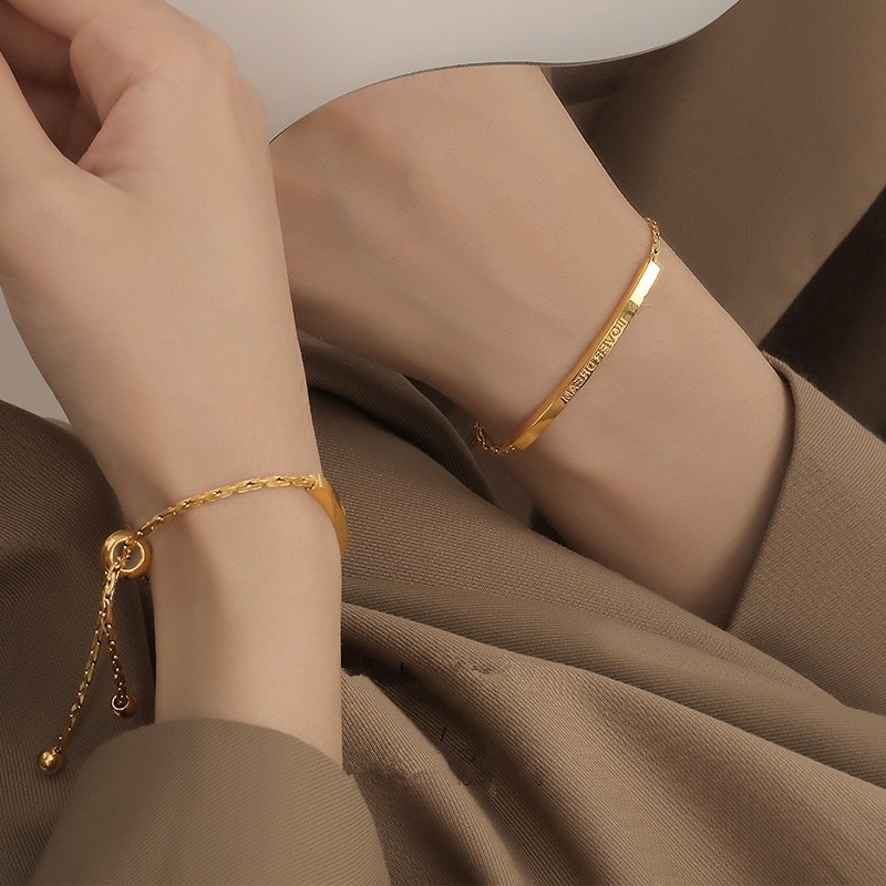 Adore - Gelang Serut Wanita Tulisan Love Dream Cantik Elegan Titanium Anti Karat Ala Korea - 1112