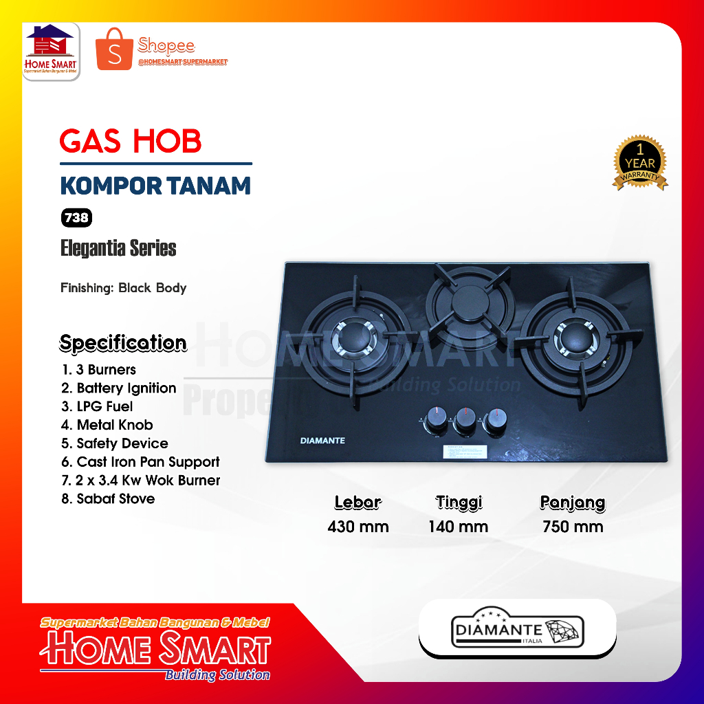 KOMPOR DIAMANTE ELEGANTIA 738