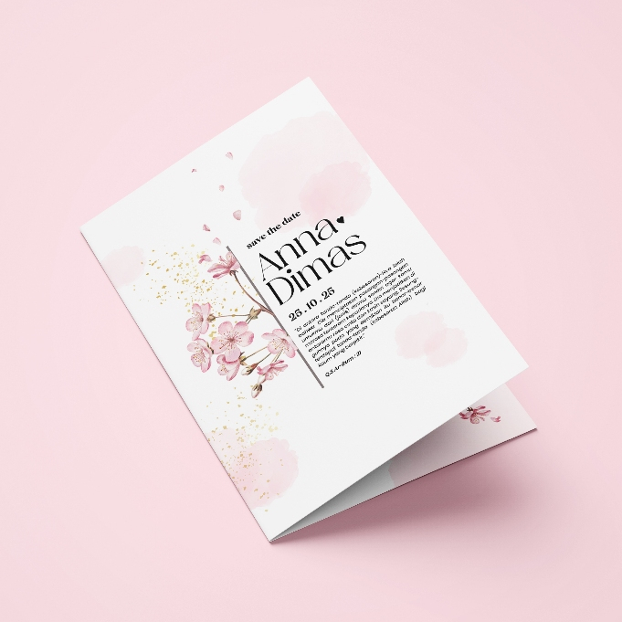 [Flower Series] Undangan Pernikahan Lipat Dua Simple Elegant | Surat Undangan Pernikahan Unik Murah 